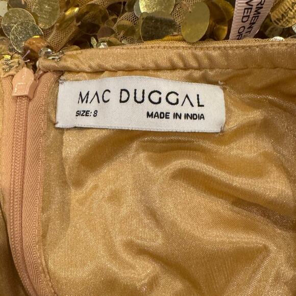 NWT Mac Duggal 6077 Gold Thin Strap Cut Out Gown With Ombre Sequins Size 8 - Picture 8 of 12